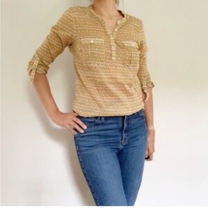 Anthropologie Holding Horses Tulipanes Blouse Gold Size 0